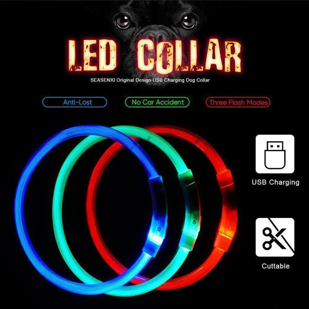 LED Glowing Dog Collar: Rechargeable, Waterproof, 50cm